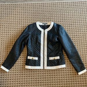 Faux black and white leather jacket